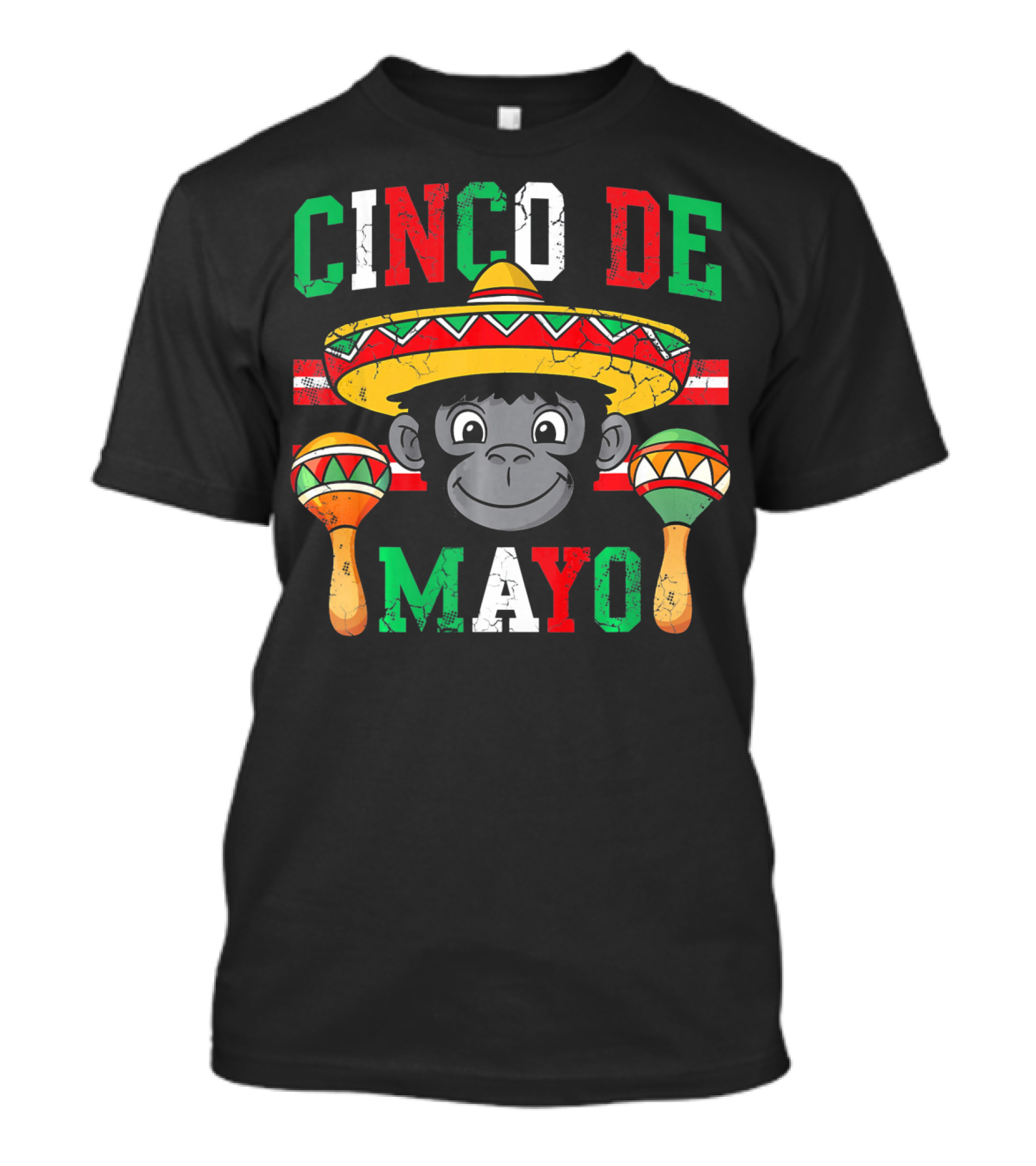 Cinco De Mayo Monkey Sombrero Maracas T-Shirt