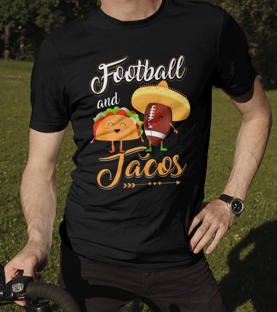 Football And Tacos Cute Cartoon Characters T-Shirt