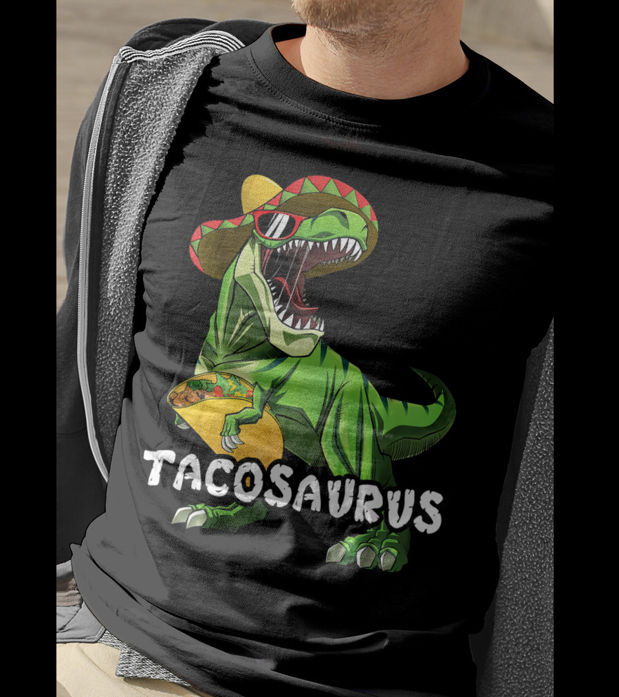 Tacosaurus Cinco De Mayo Rex Tac Dinosaur Sombrero Taco T-Shirt