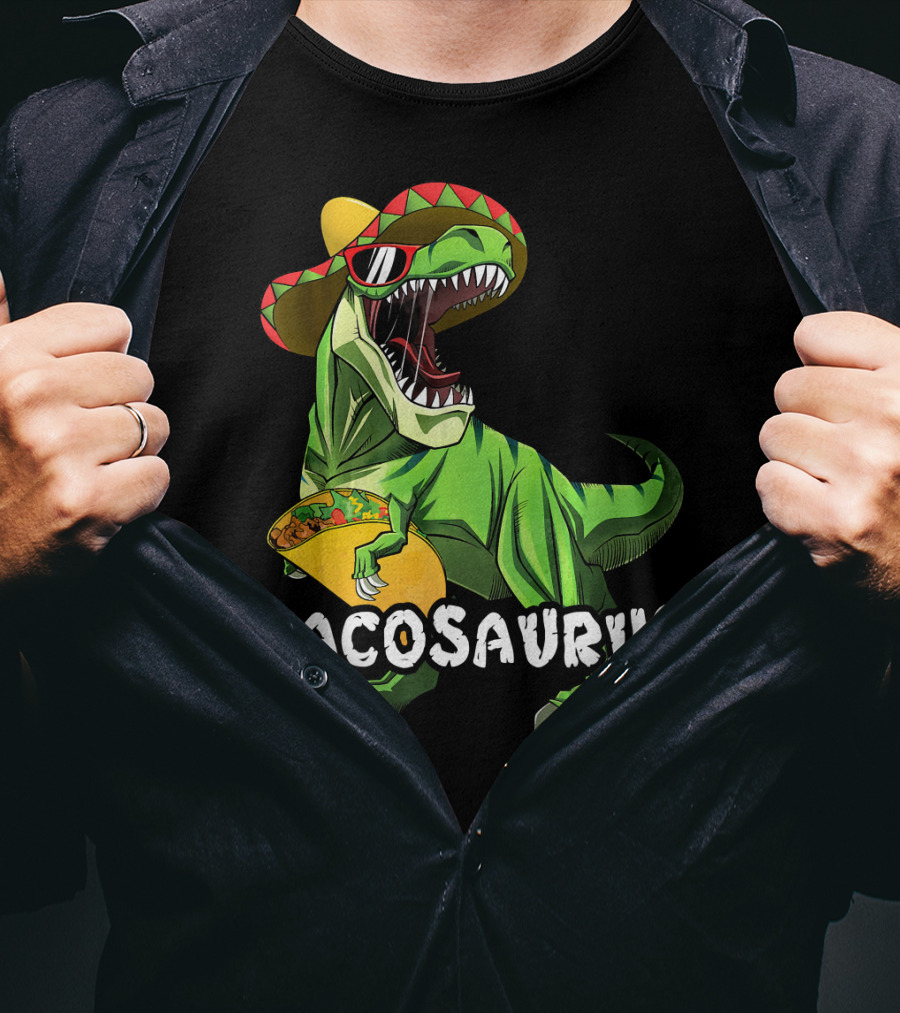 Tacosaurus Cinco De Mayo Rex Tac Dinosaur Sombrero Taco T-Shirt