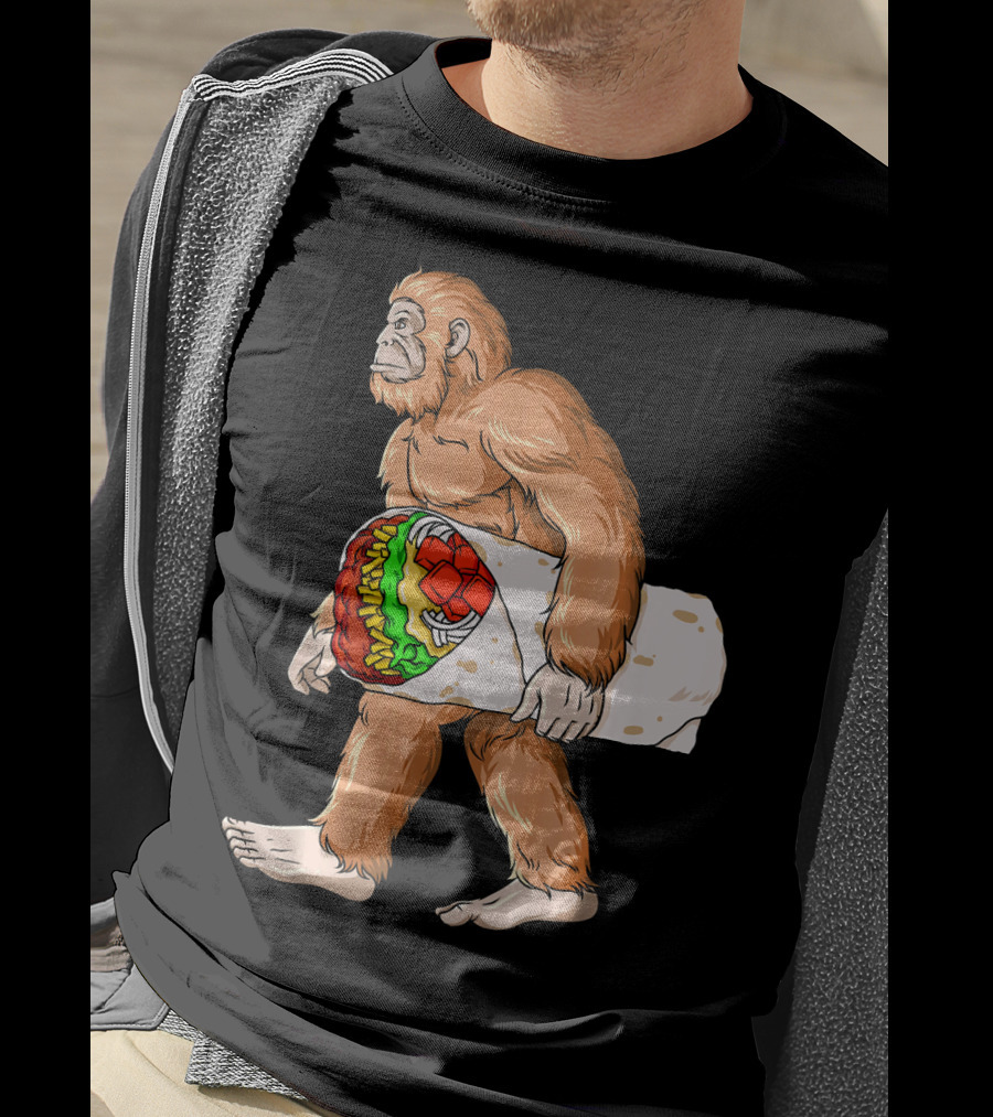 Bigfoot Carrying Burrito Sasquatch Cinco De Mayo T-Shirt