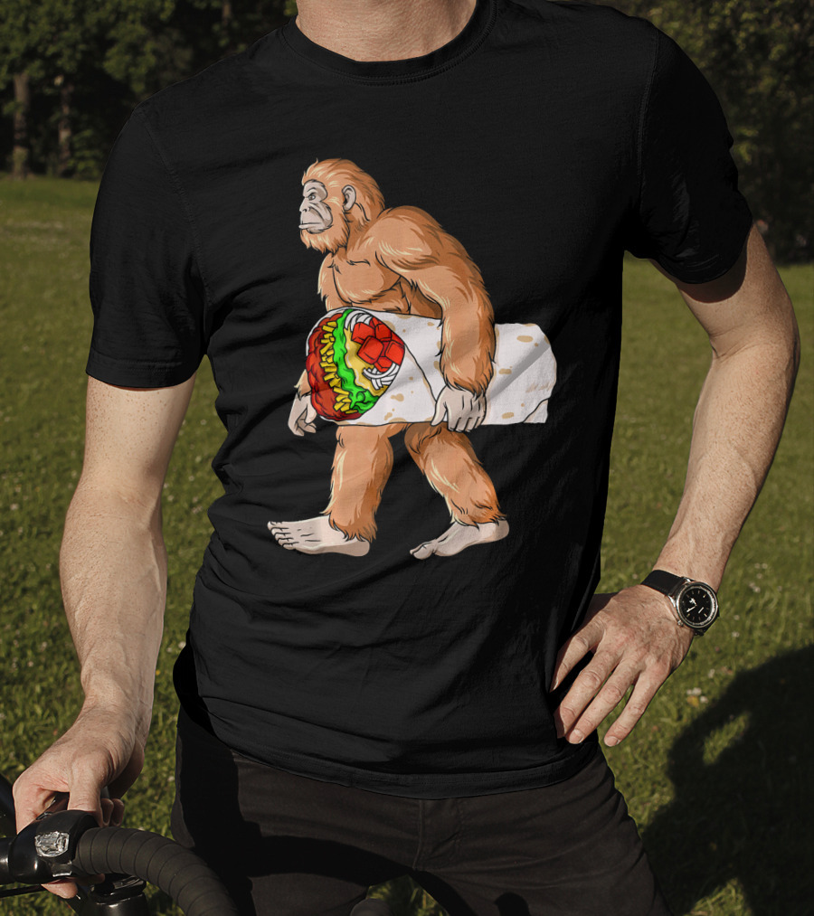Bigfoot Carrying Burrito Sasquatch Cinco De Mayo T-Shirt