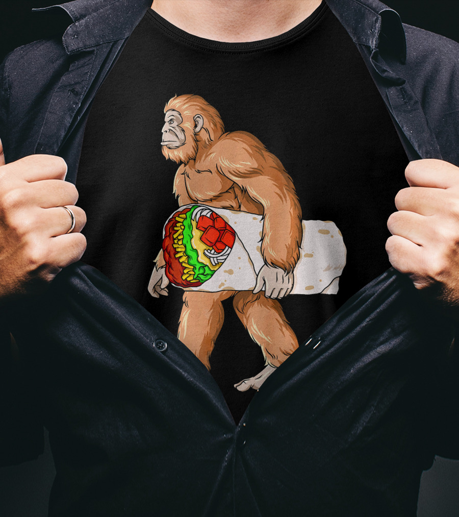 Bigfoot Carrying Burrito Sasquatch Cinco De Mayo T-Shirt