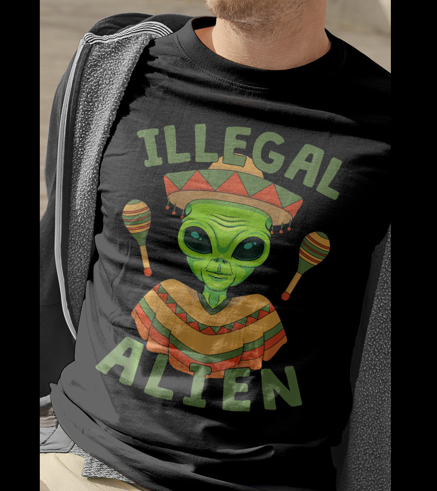 Illegal Alien In Sombrero With Maracas For Cinco De Mayo T-Shirt