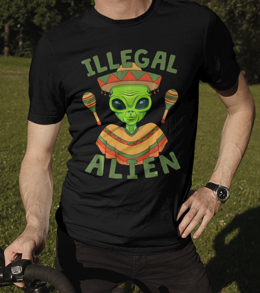 Illegal Alien In Sombrero With Maracas For Cinco De Mayo T-Shirt