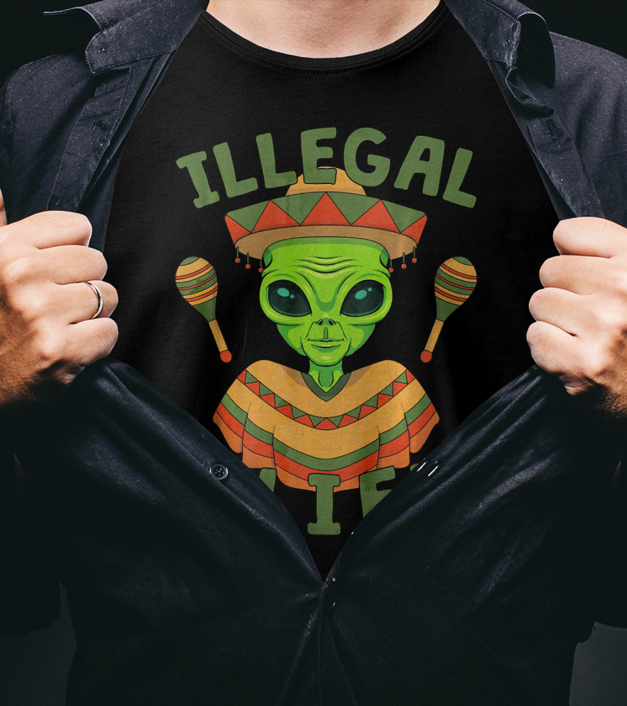 Illegal Alien In Sombrero With Maracas For Cinco De Mayo T-Shirt