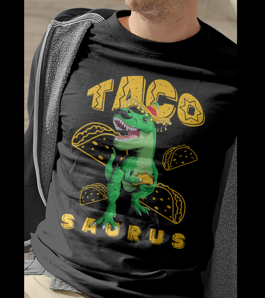 Cinco De Mayo Taco Saurus Dinosaur With Sombrero And Tacos T-Shirt