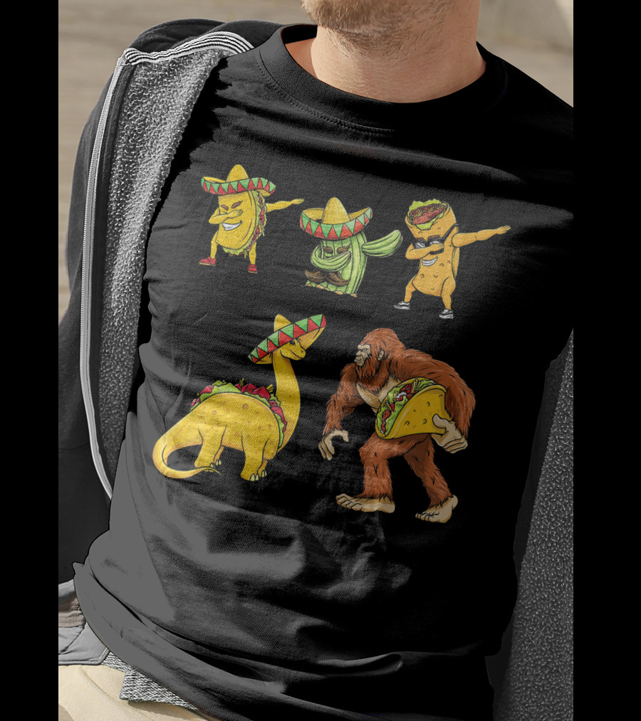 Cinco De Mayo Taco Cactus Burrito Dinosaur Sombrero Bigfoot T-Shirt