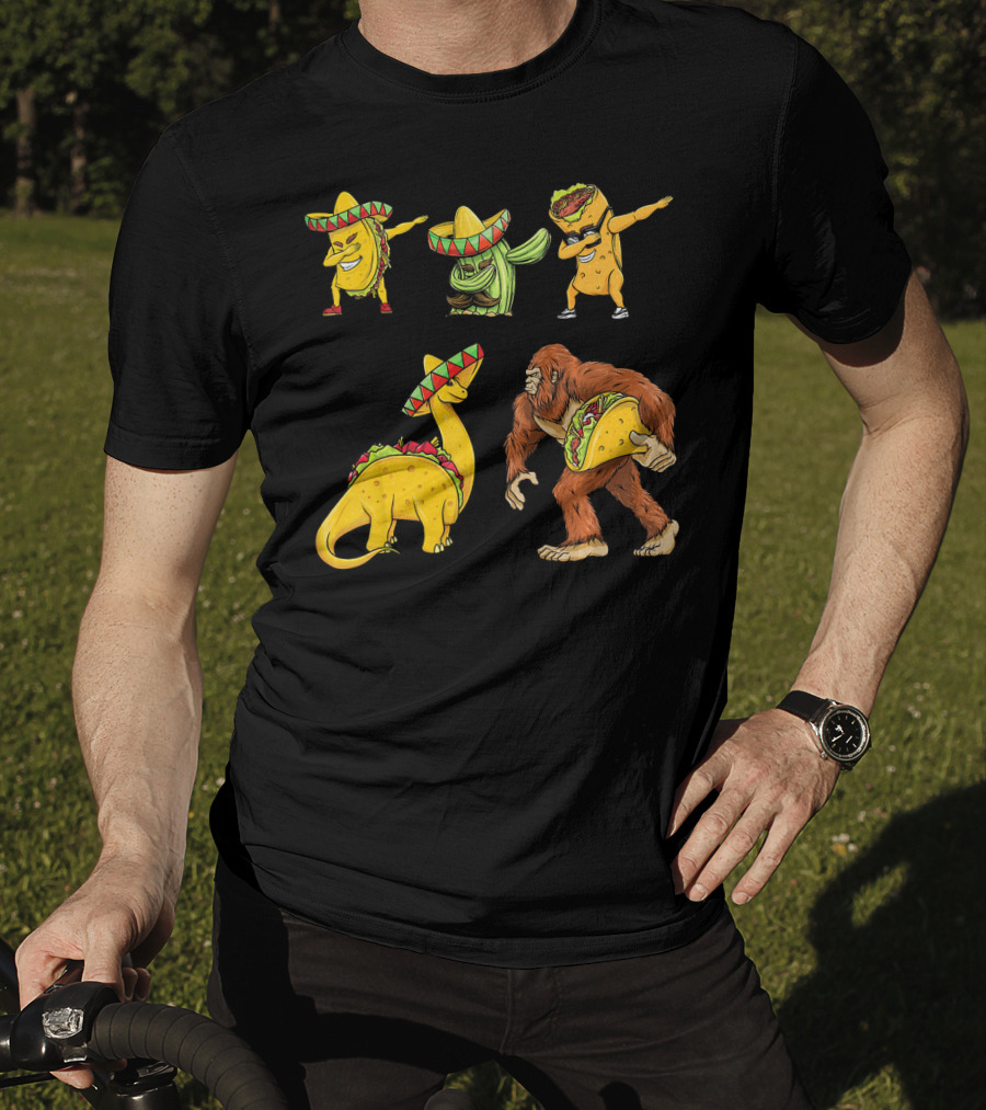 Cinco De Mayo Taco Cactus Burrito Dinosaur Sombrero Bigfoot T-Shirt