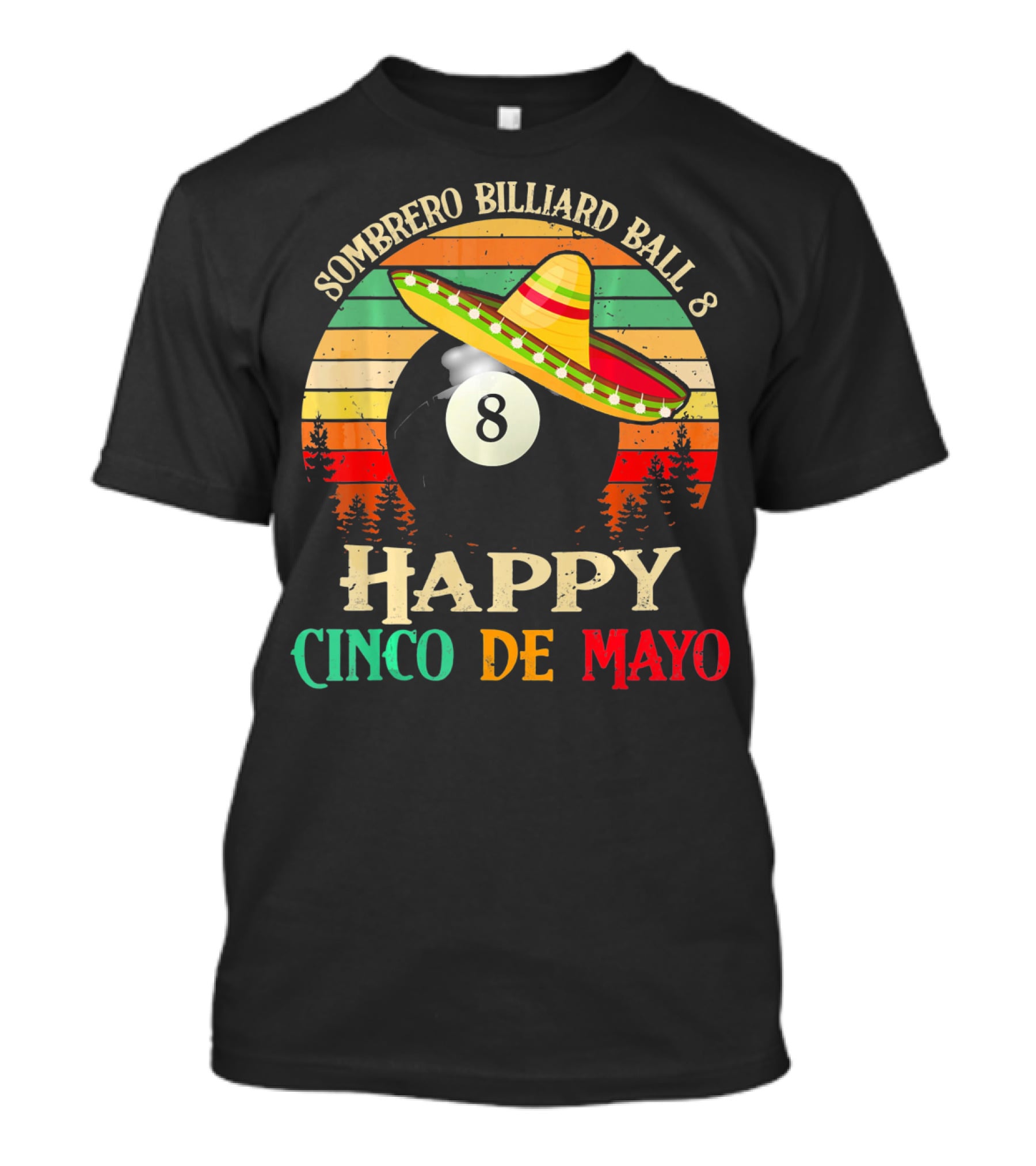 Sombrero Billiard Ball 8 Happy Cinco De Mayo T-Shirt