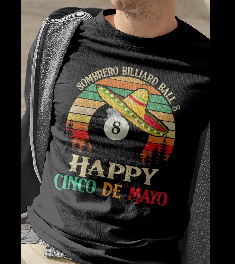 Sombrero Billiard Ball 8 Happy Cinco De Mayo T-Shirt