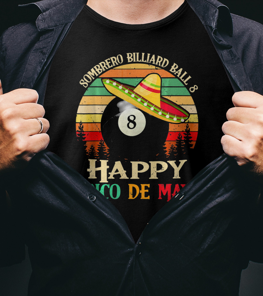 Sombrero Billiard Ball 8 Happy Cinco De Mayo T-Shirt