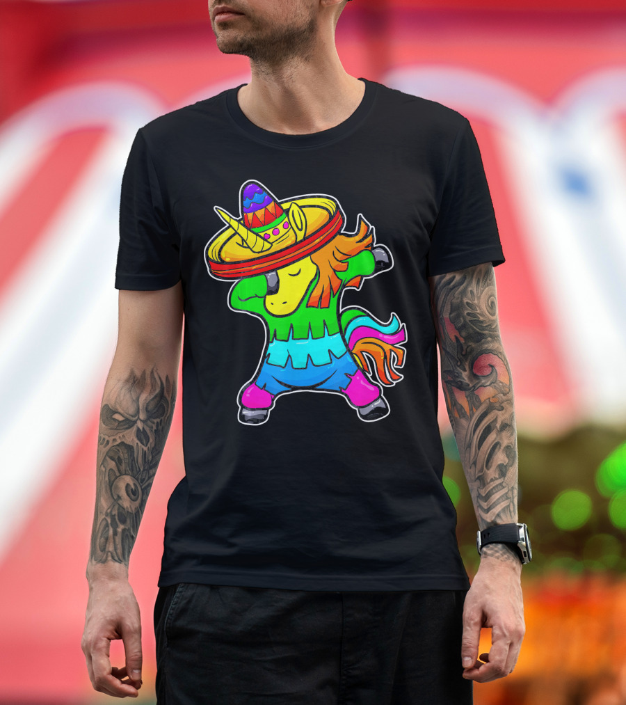 Cinco de Mayo Dabbing Unicorn Sombrero Fiesta T-Shirt