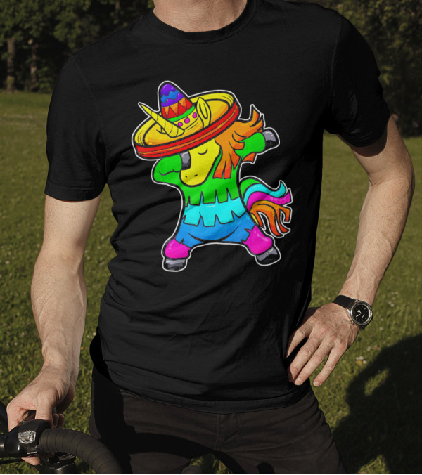 Cinco De Mayo Dabbing Unicorn Sombrero Fiesta T-Shirt