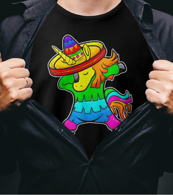 Cinco De Mayo Dabbing Unicorn Sombrero Fiesta T-Shirt