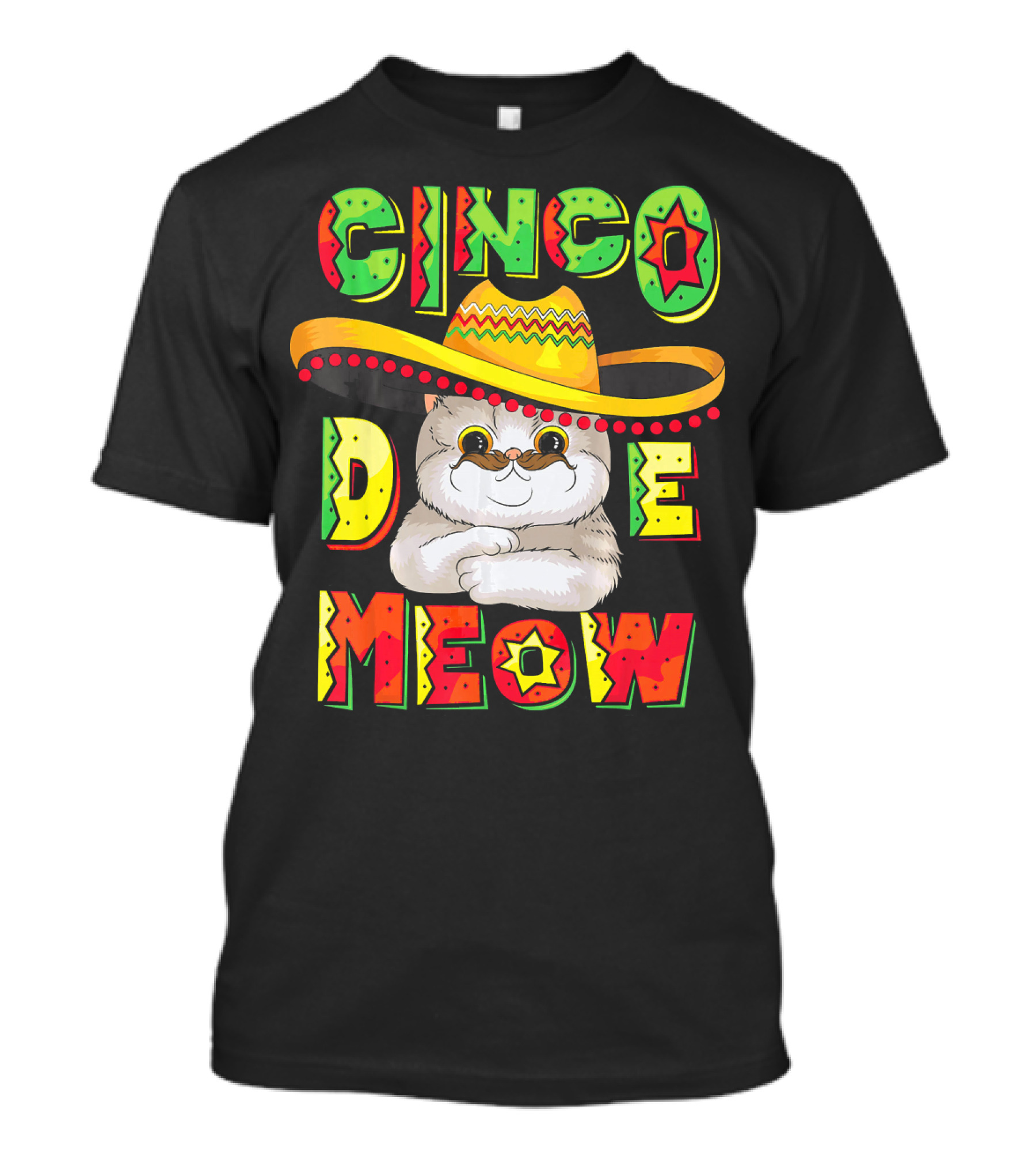 Cinco De Meow Funny Cat With Sombrero Celebrating Mayo T-Shirt