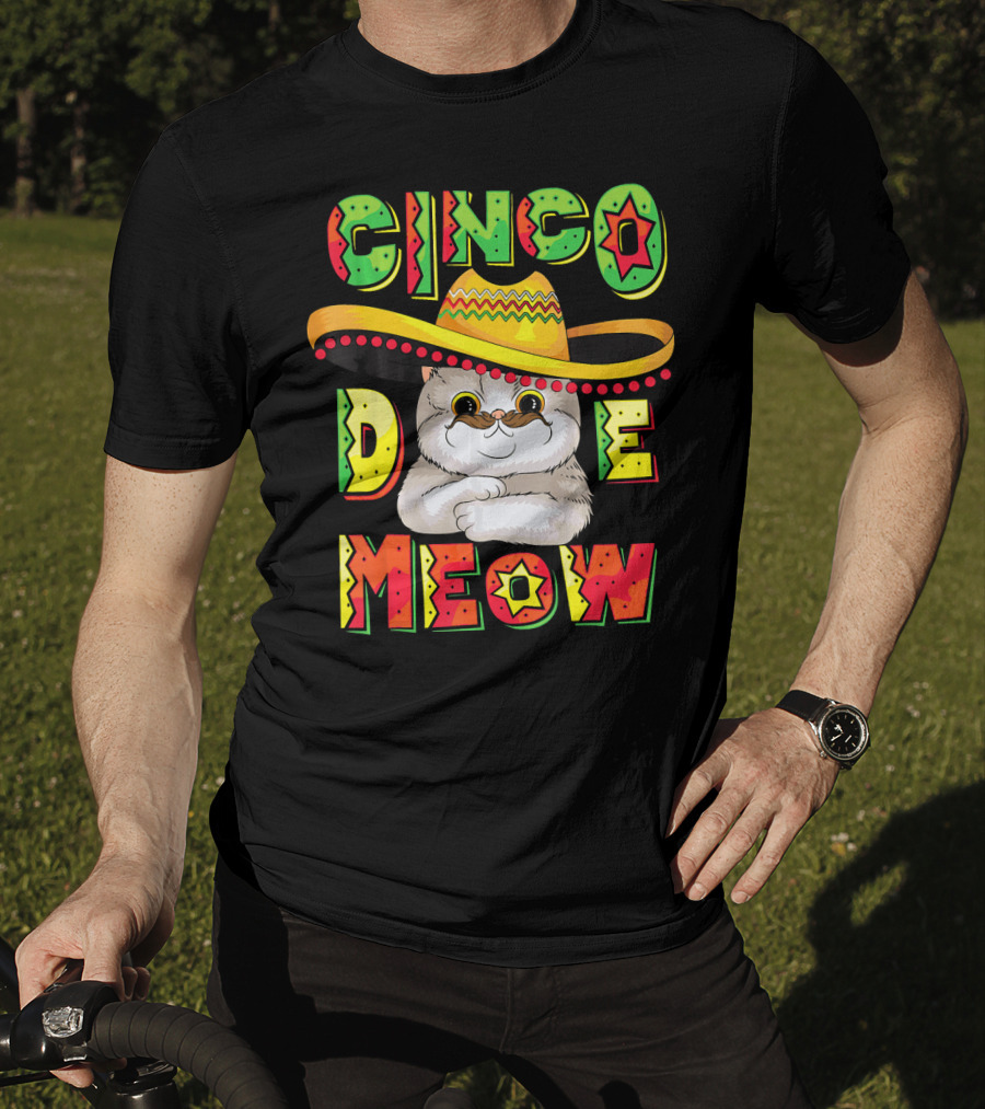 Cinco De Meow Funny Cat With Sombrero Celebrating Mayo T-Shirt