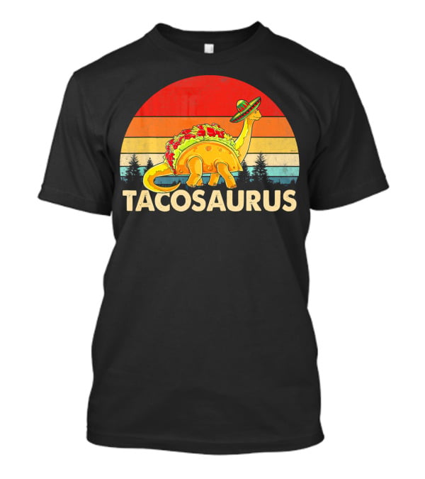 Tacosaurus Sombrero Dinosaur Cinco De Mayo Vintage Sunset T-Shirt