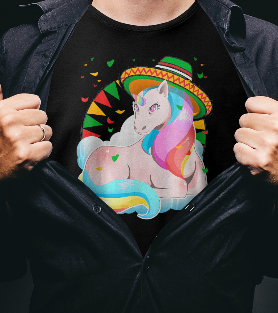 Cinco De Mayo Magical Unicorn Sombrero T-Shirt