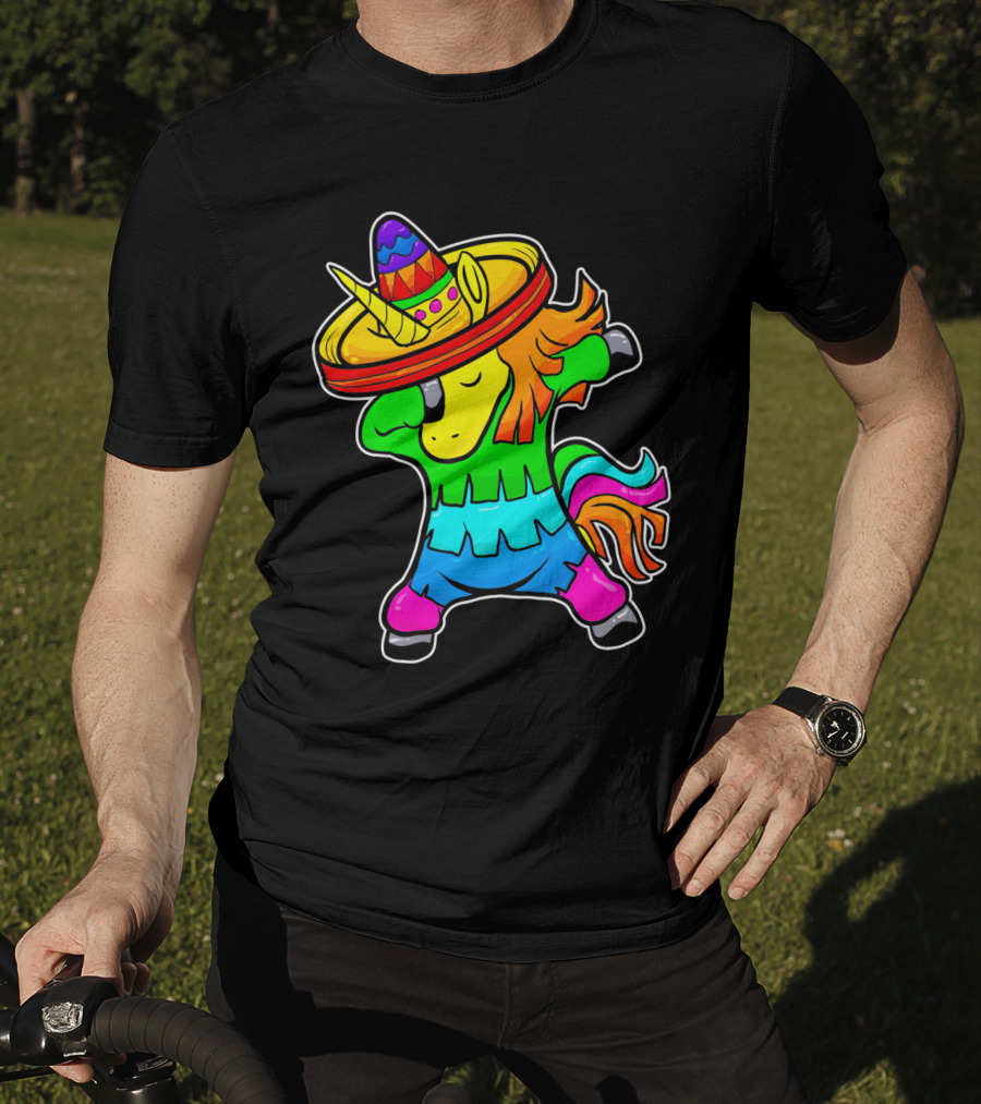 Cinco De Mayo Rainbow Sombrero Dabbing Unicorn T-Shirt