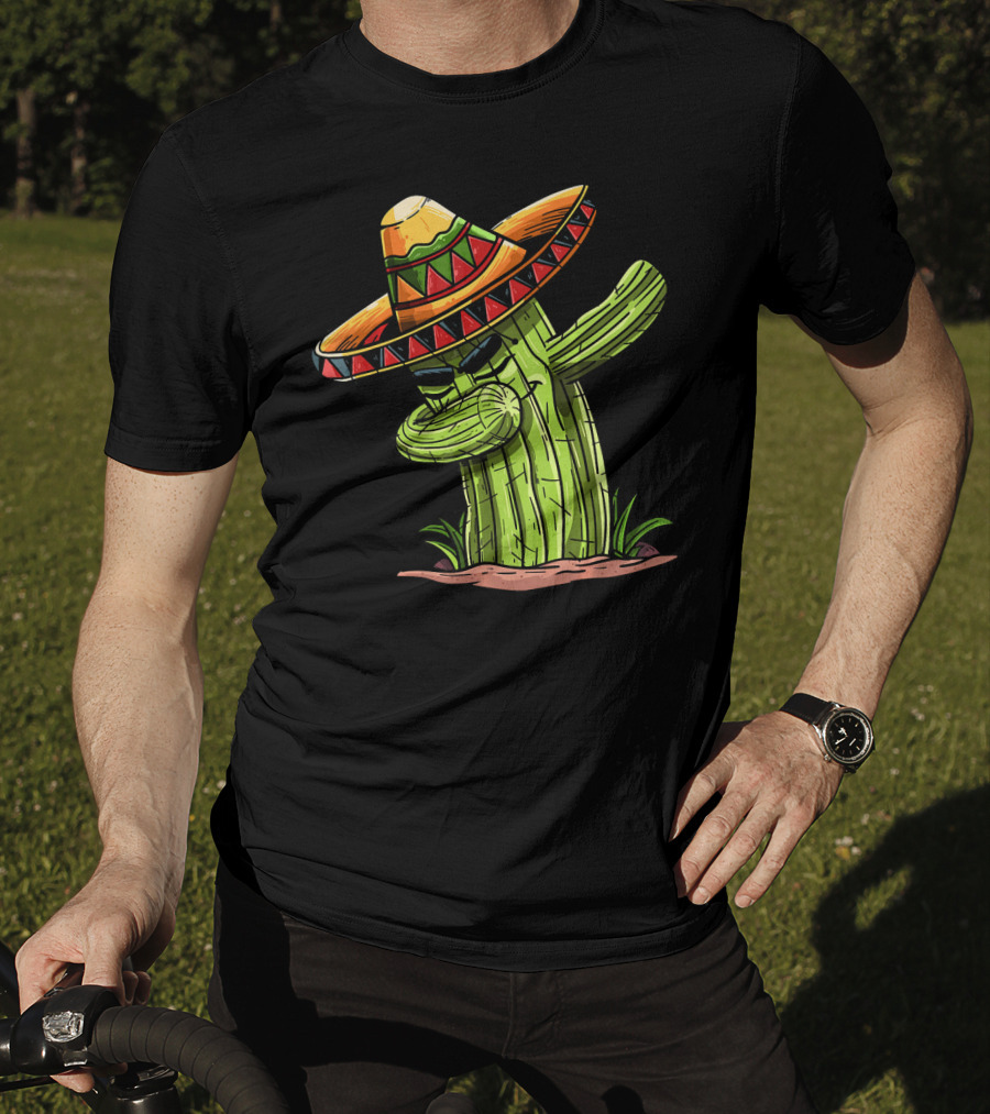 Dabbing Cactus Sombrero Funny Cinco De Mayo T-Shirt