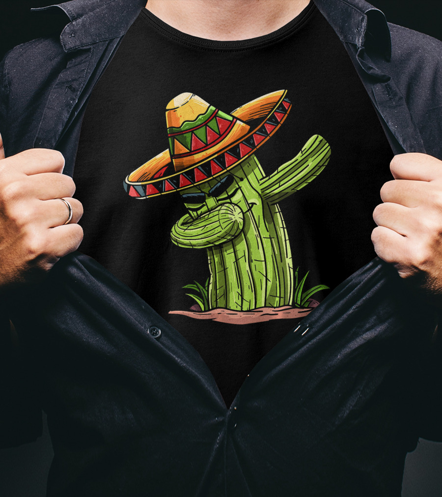 Dabbing Cactus Sombrero Funny Cinco De Mayo T-Shirt