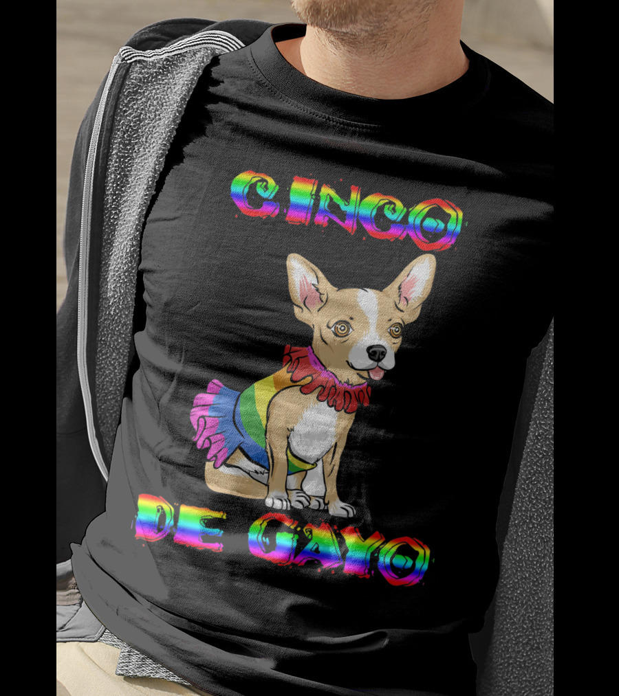 Cinco De Mayo Cinco De Gayo Rainbow Chihuahua T-Shirt