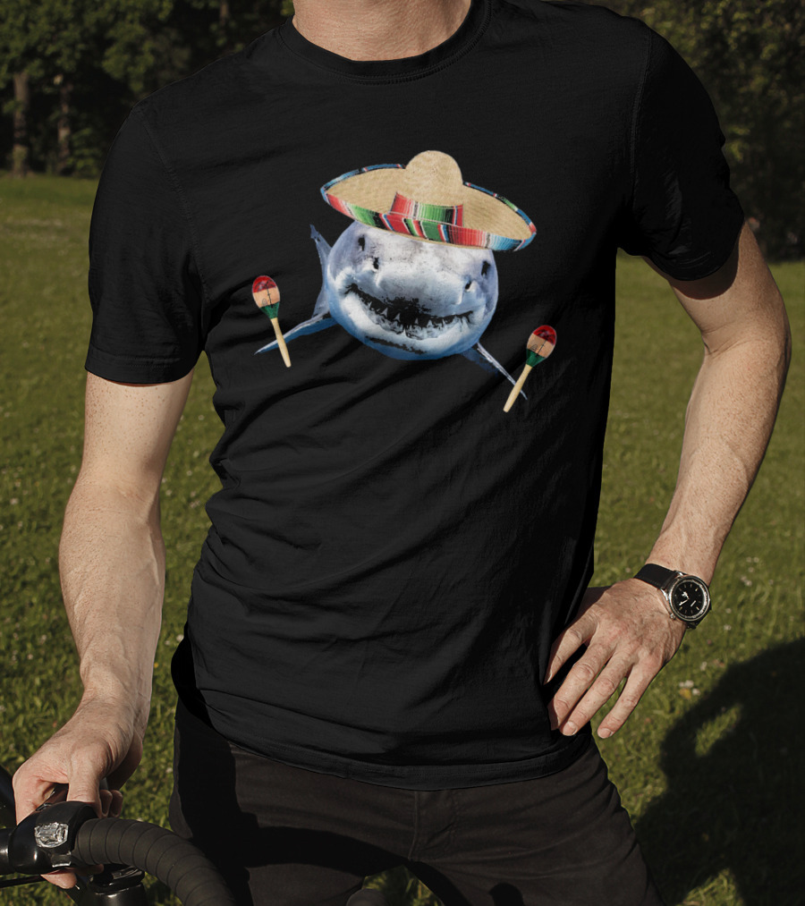 Cinco De Mayo Shark With Sombrero And Maracas T-Shirt