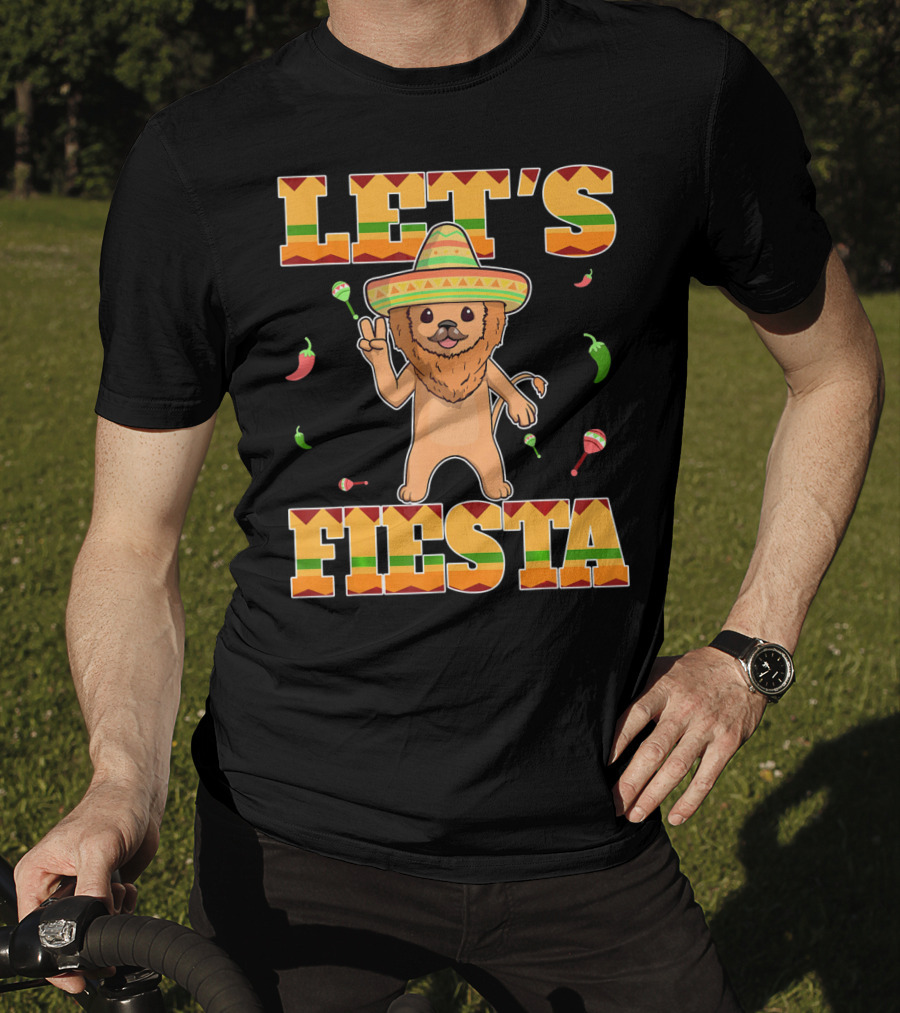 Let's Fiesta Lion Sombrero Peppers Maracas Mexican Cinco De Mayo T-Shirt