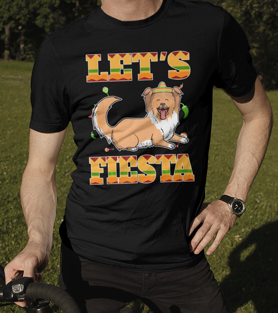 Let's Fiesta Rough Collie Dog Cinco De Mayo T-Shirt