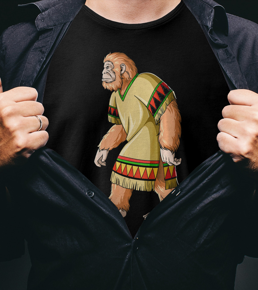 Bigfoot Sasquatch In Mexican Poncho Cultural Attire T-Shirt