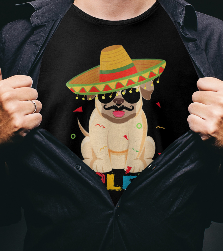 Ole Pug Sombrero Cinco De Mayo Dog T-Shirt