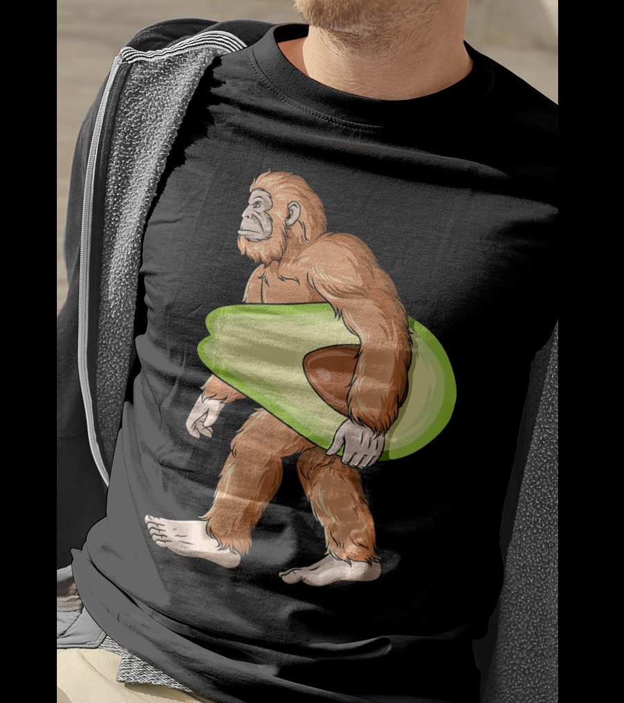 Bigfoot Carrying Avocado Sasquatch Cinco De Mayo Humor T-Shirt