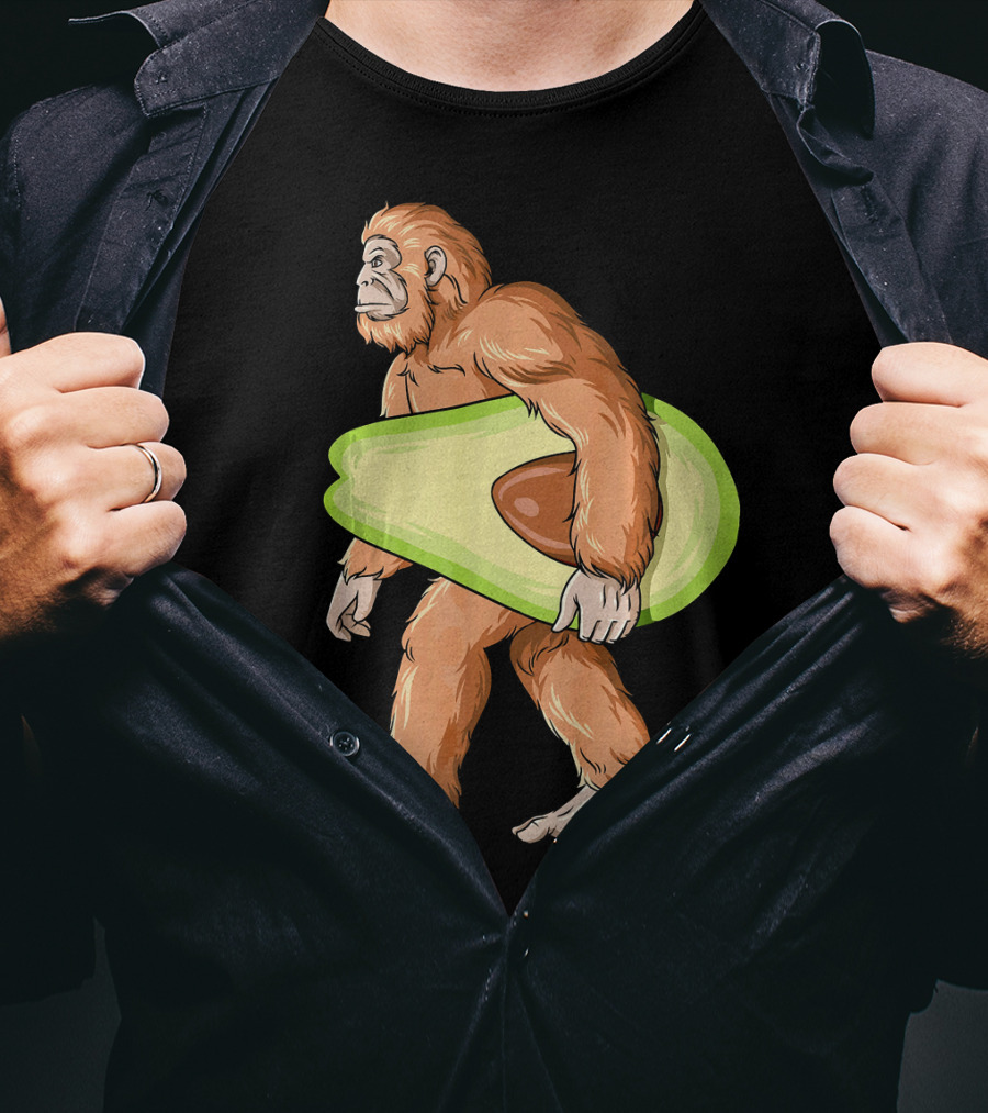 Bigfoot Carrying Avocado Sasquatch Cinco De Mayo Humor T-Shirt