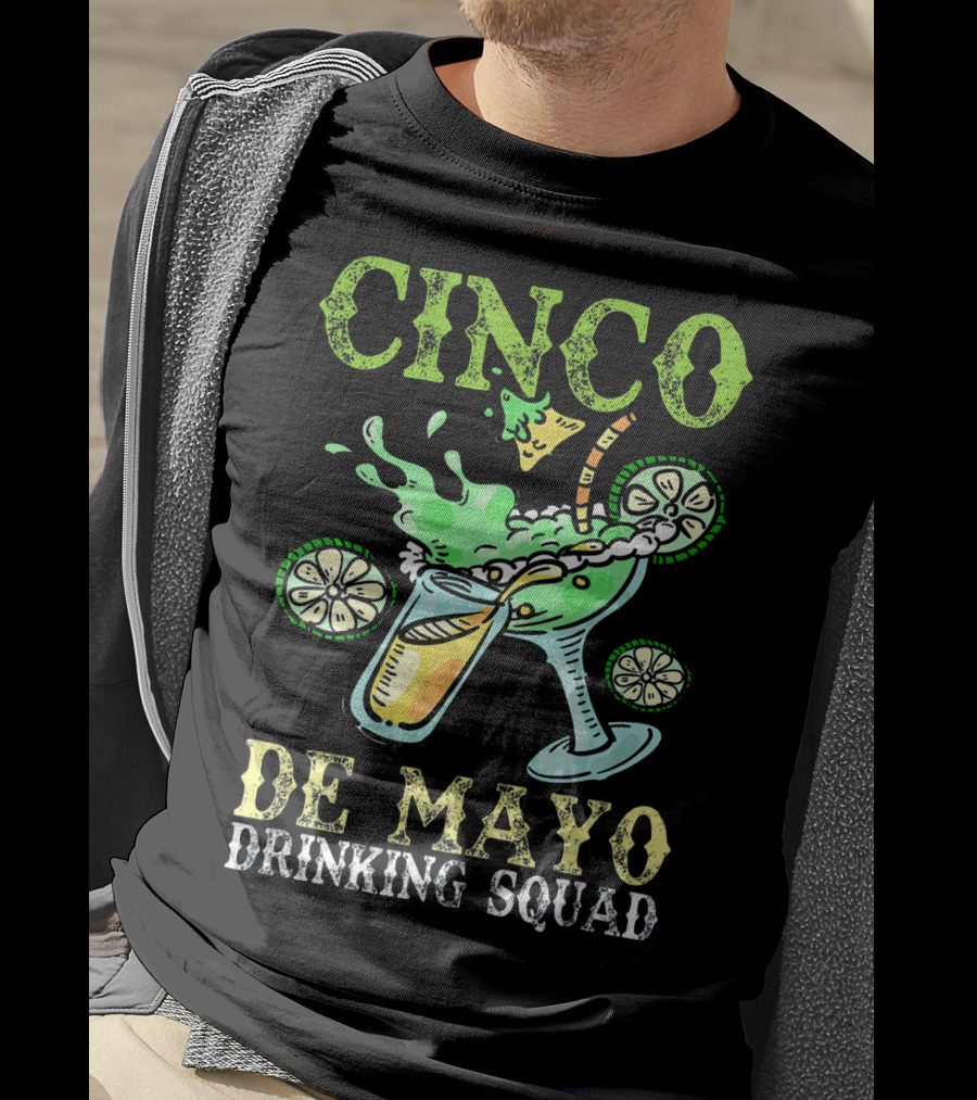 Cinco De Mayo Drinking Squad Celebration With Margarita Elements T-Shirt