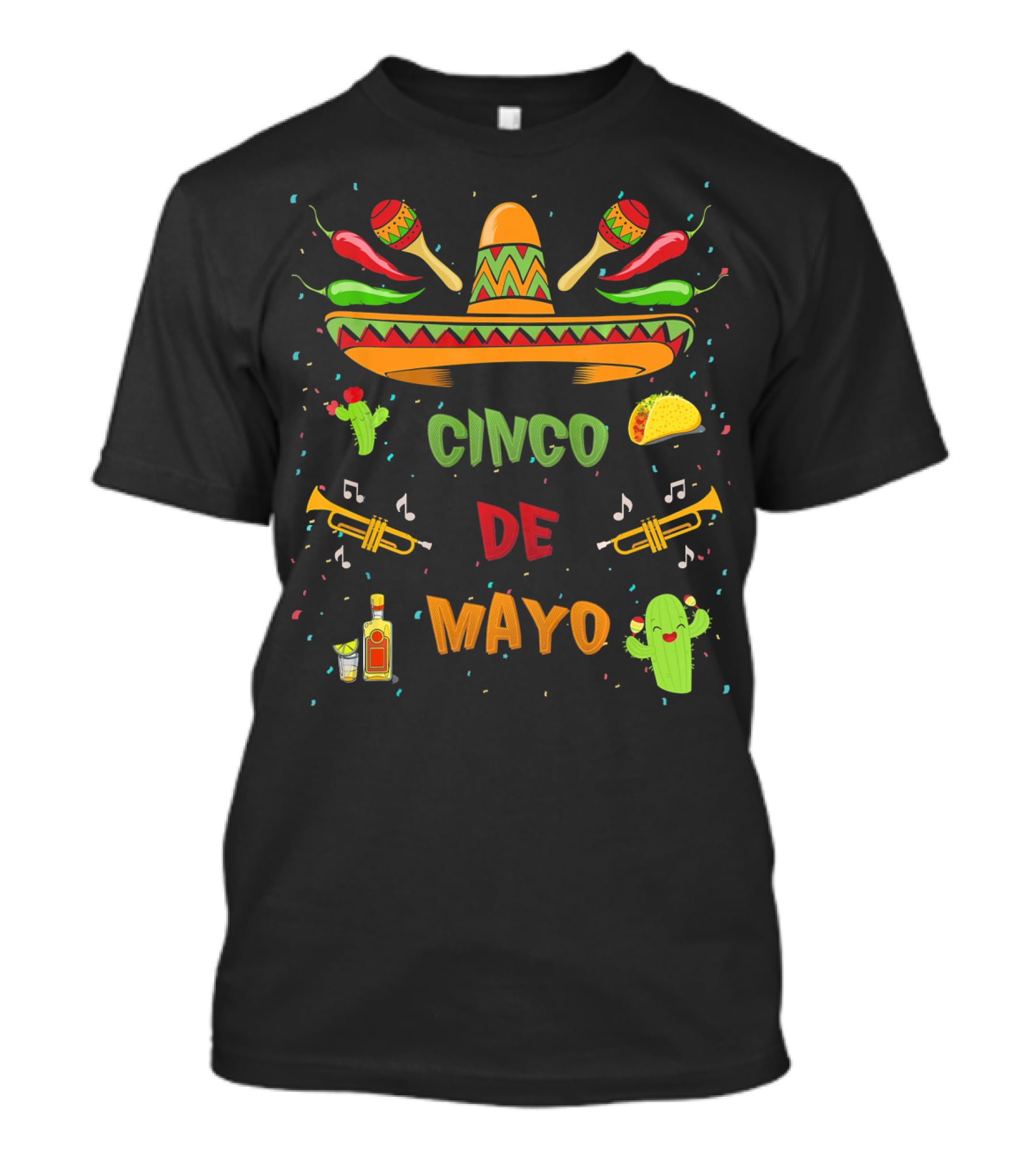 Cinco De Mayo Sombrero Maracas Taco Fiesta T-Shirt