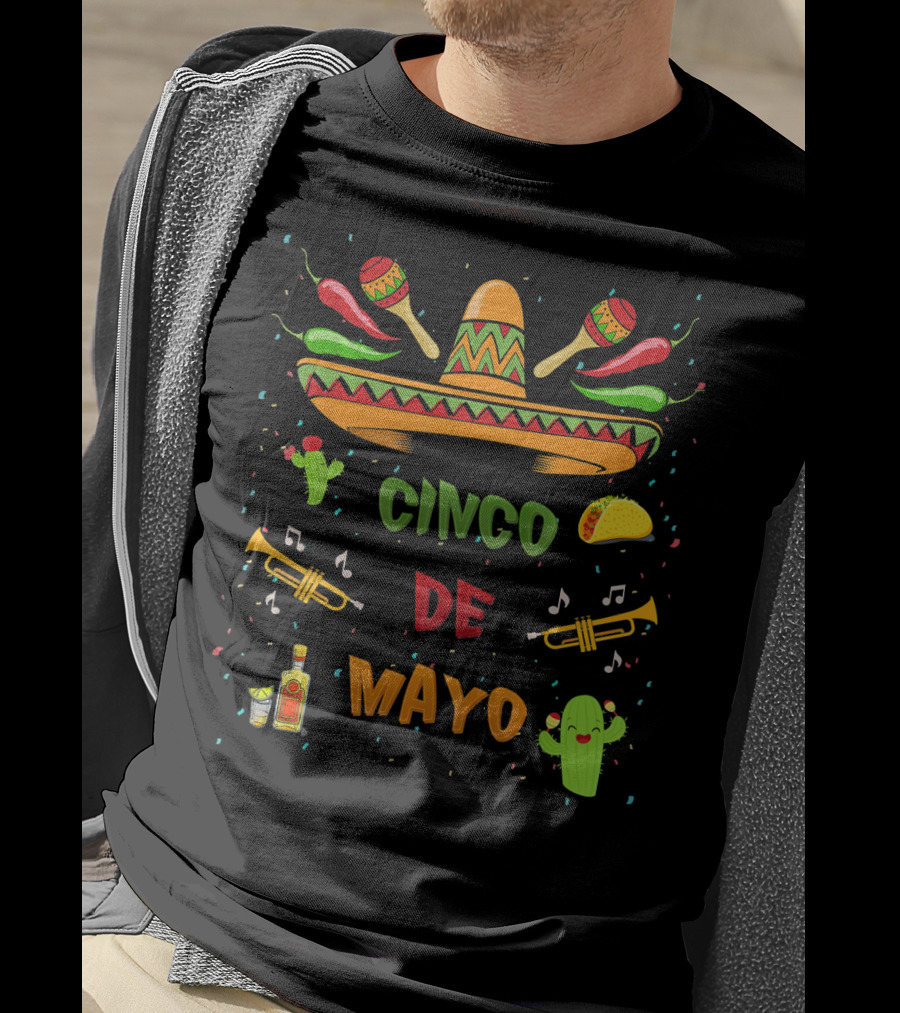 Cinco De Mayo Sombrero Maracas Taco Fiesta T-Shirt