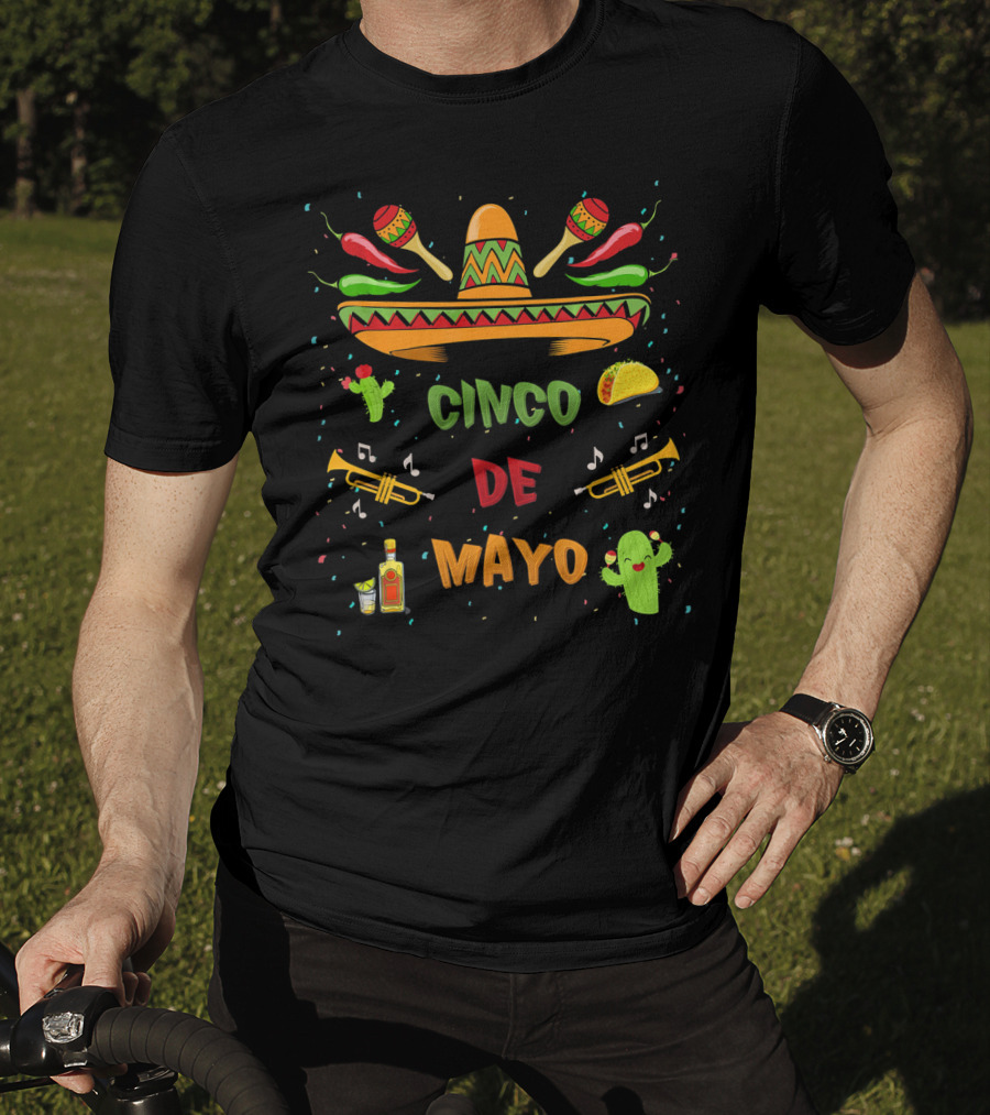 Cinco De Mayo Sombrero Maracas Taco Fiesta T-Shirt