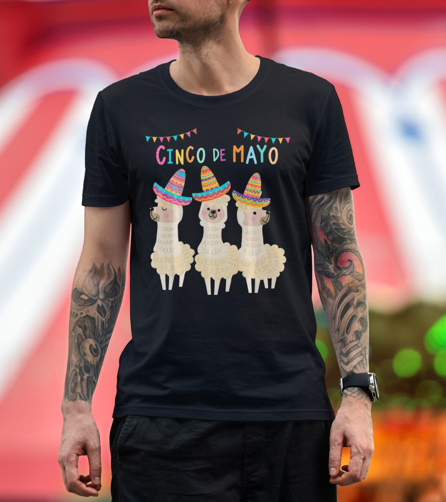 No probLlama Cinco De Mayo Llamas in Sombreros T-Shirt