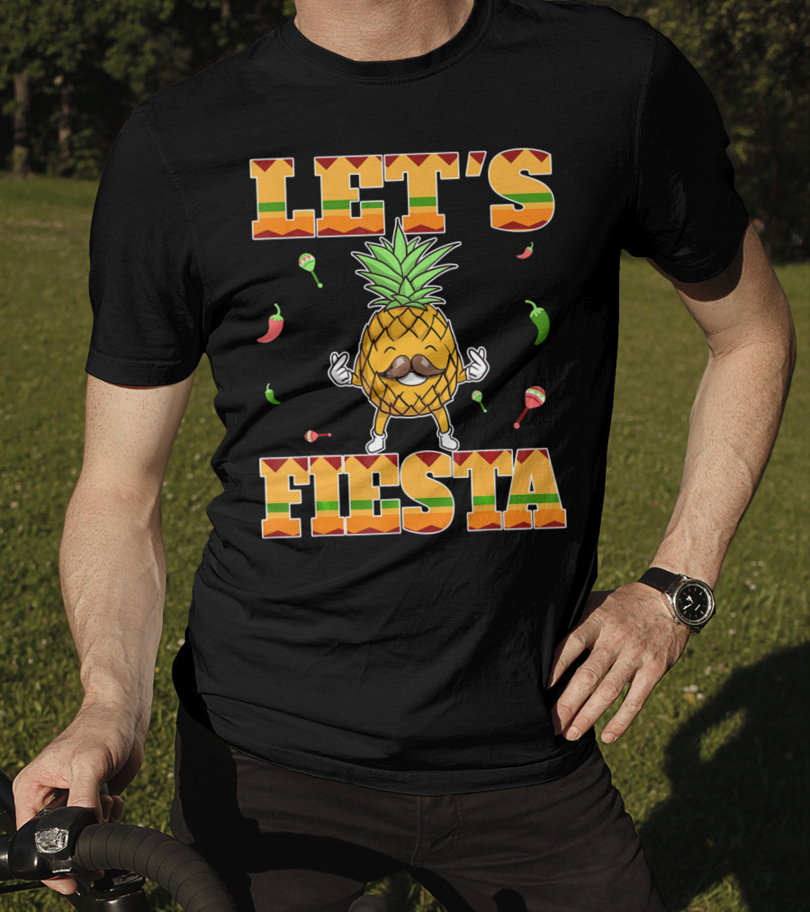 Let's Fiesta Pineapple Cinco De Mayo Mexi Peppers Maracas T-Shirt