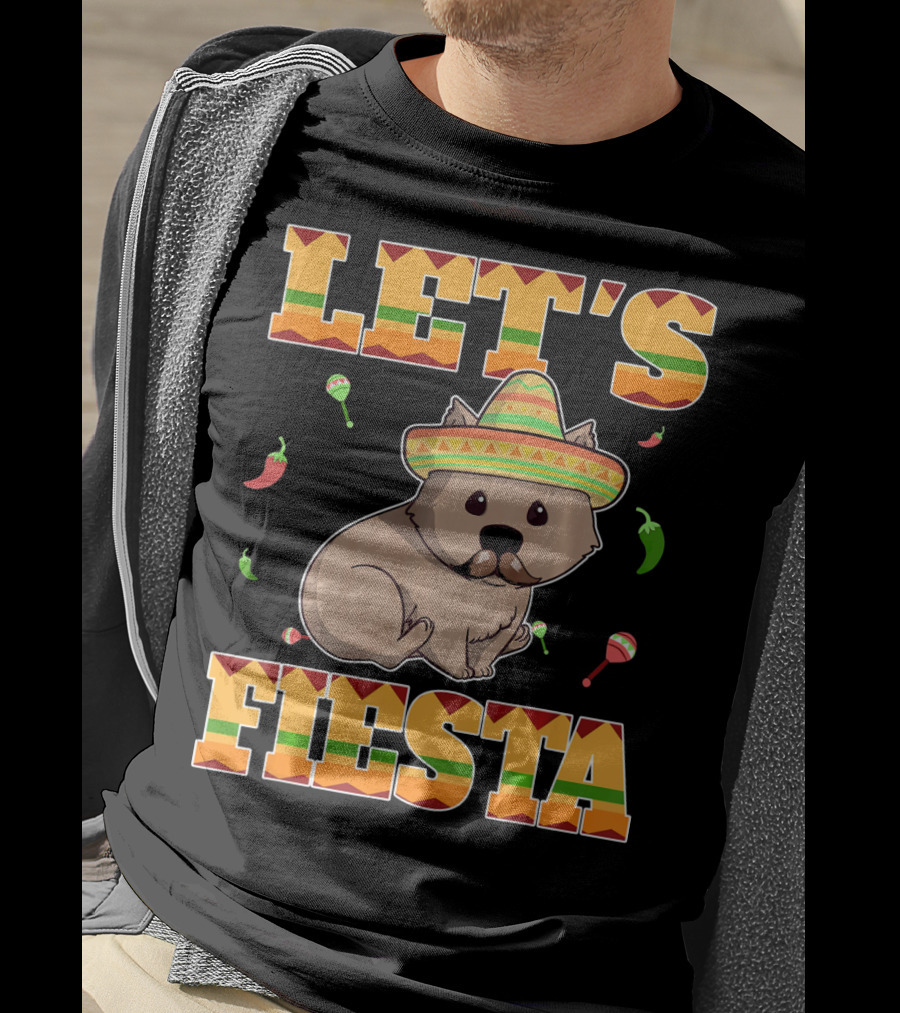 Let's Fiesta Wombat Wearing Sombrero Maracas Peppers Cinco De Mayo Mexican T-Shirt