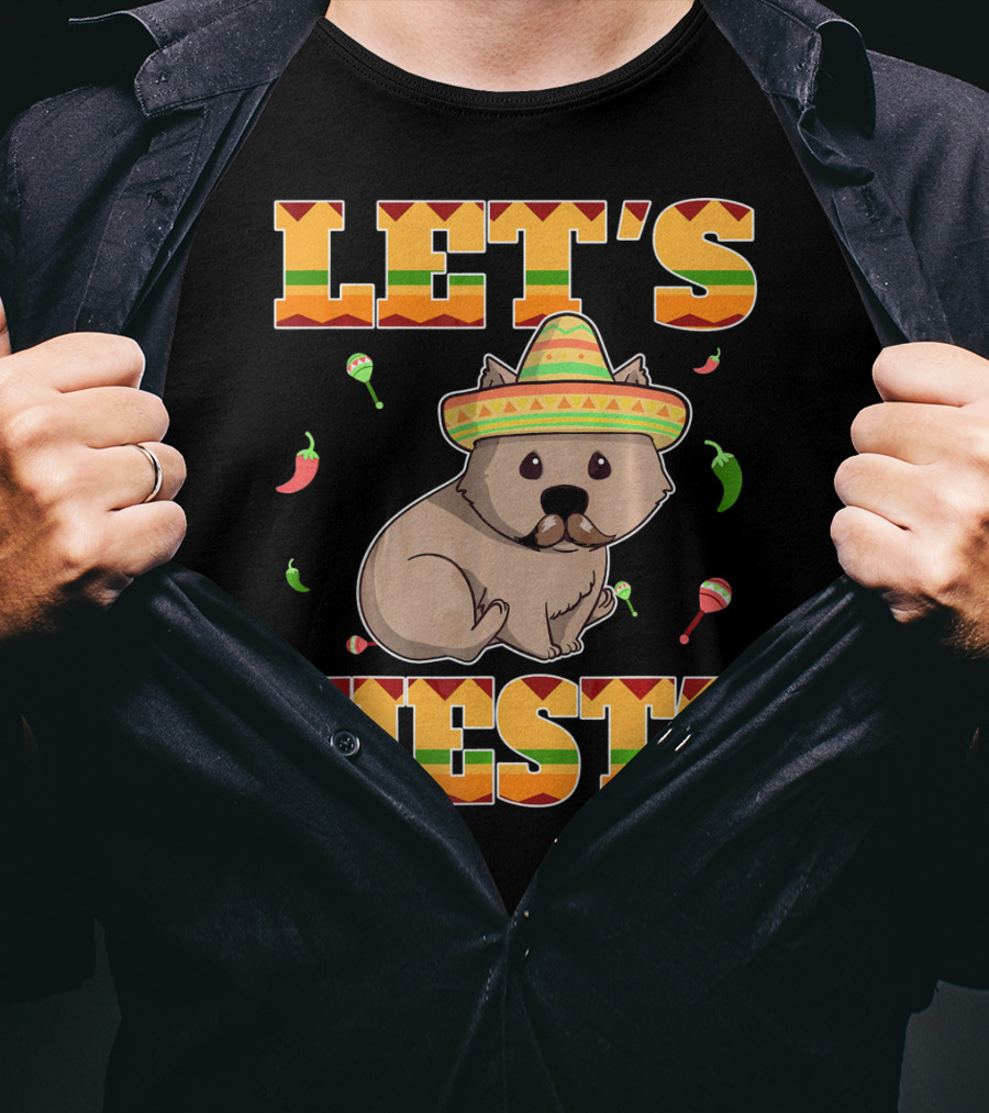 Let's Fiesta Wombat Wearing Sombrero Maracas Peppers Cinco De Mayo Mexican T-Shirt
