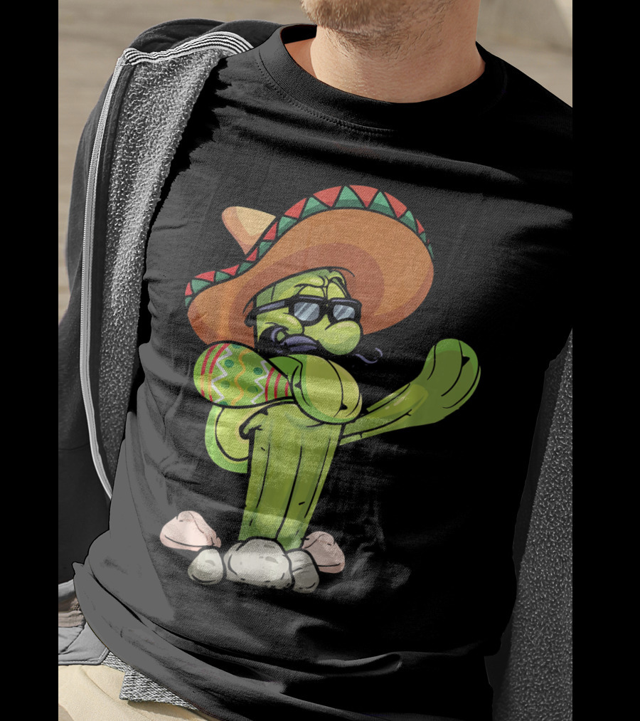 Sombrero Cactus Dabbing Dance Cinco De Mayo T-Shirt