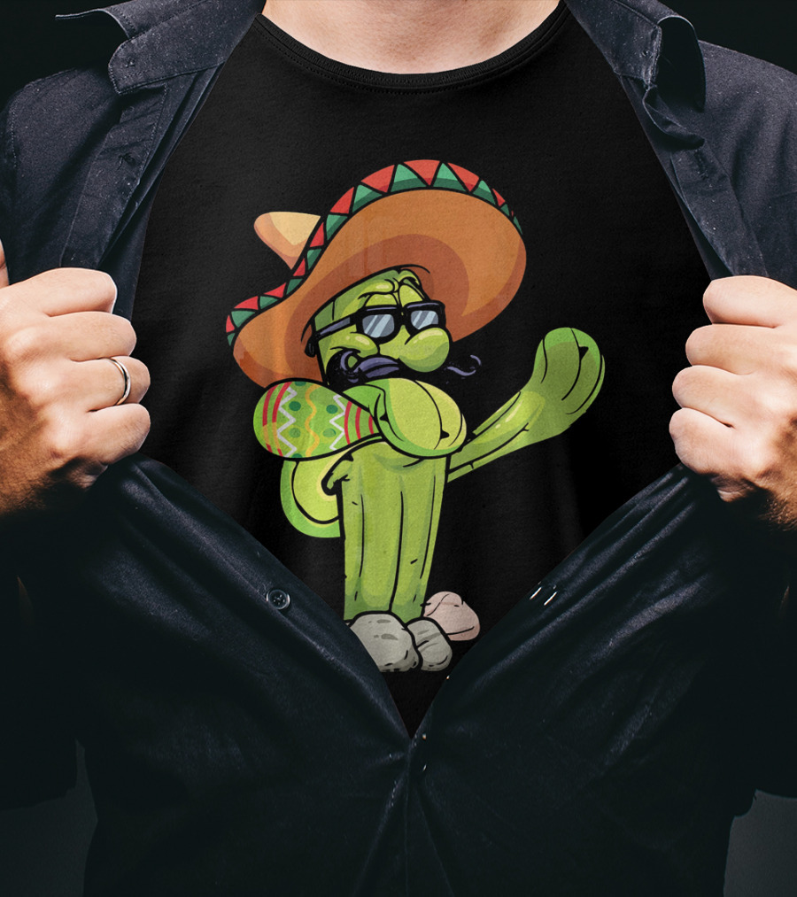Sombrero Cactus Dabbing Dance Cinco De Mayo T-Shirt