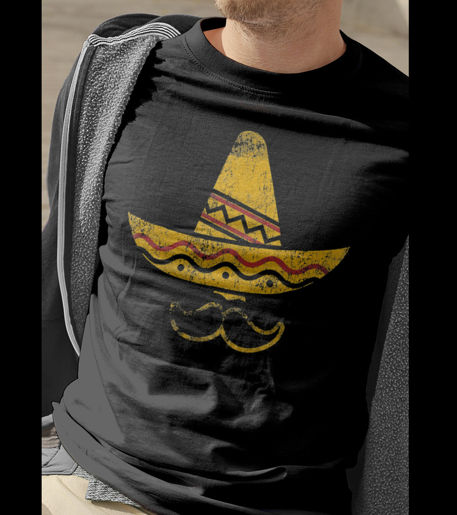 Cinco De Mayo Mustache Sombrero Mexican Hat T-Shirt