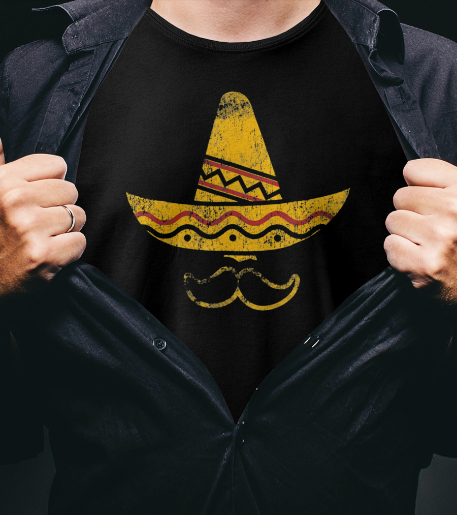 Cinco De Mayo Mustache Sombrero Mexican Hat T-Shirt