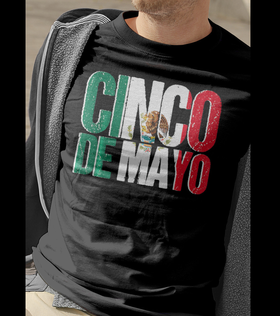 Cinco De Mayo Mexican Flag Colors With Eagle Emblem T-Shirt