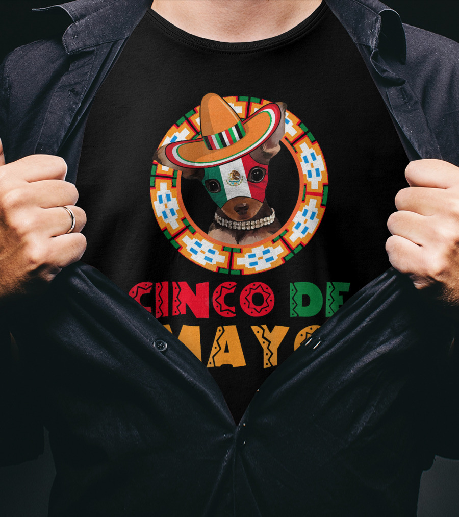 Cinco De Mayo Dog Chihuahua Mexican Sombrero T-Shirt