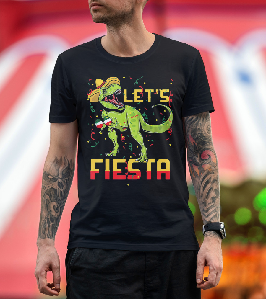 T Rex Cinco De Mayo Let's Fiesta T-Shirt