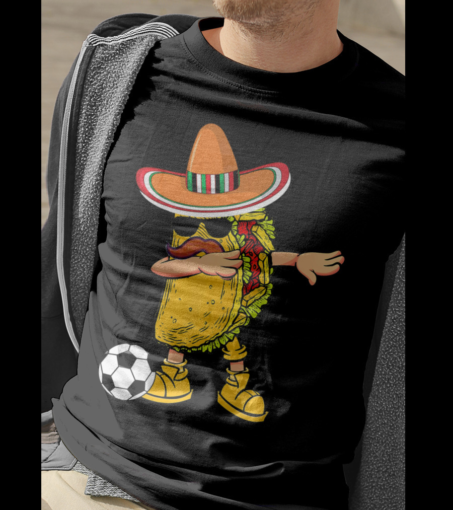 Dabbing Soccer Taco With Sombrero Cinco De Mayo Dab T-Shirt